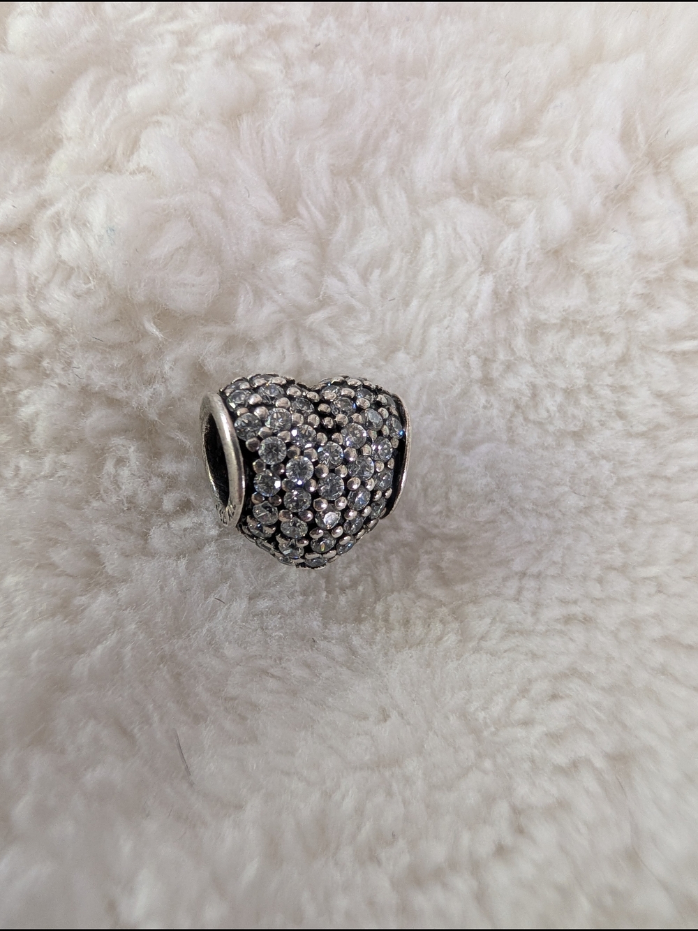 Authentic Pandora Sparkling Pavé Heart Charm Sterling Silver ALE 925 Clear CZ